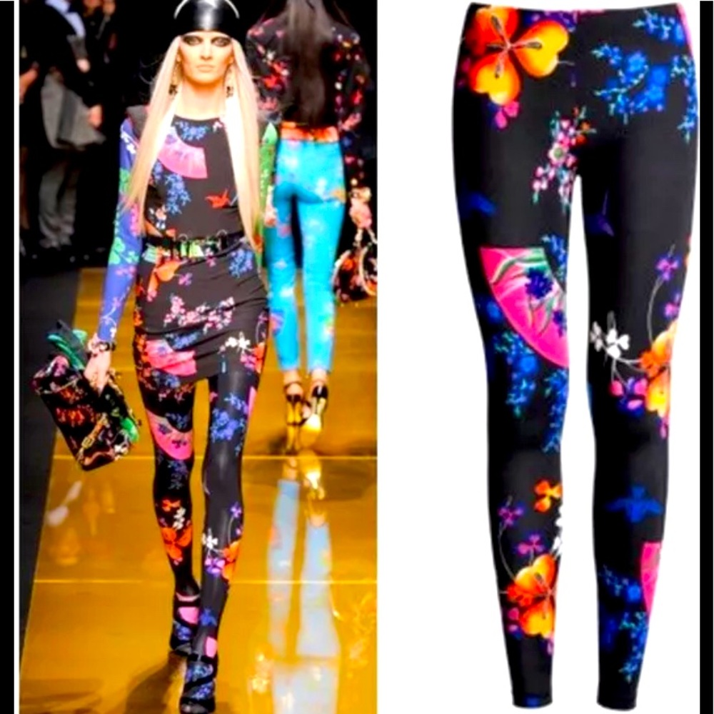 NEW VERSACE MULTI COLOURED STRETCH LEGGINGS.